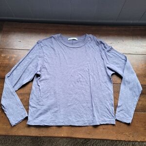 Stateside Crew Neck Boxy Fit Supima Cotton Long Sleeve size S Blue Gray